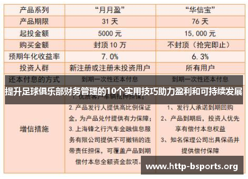 提升足球俱乐部财务管理的10个实用技巧助力盈利和可持续发展